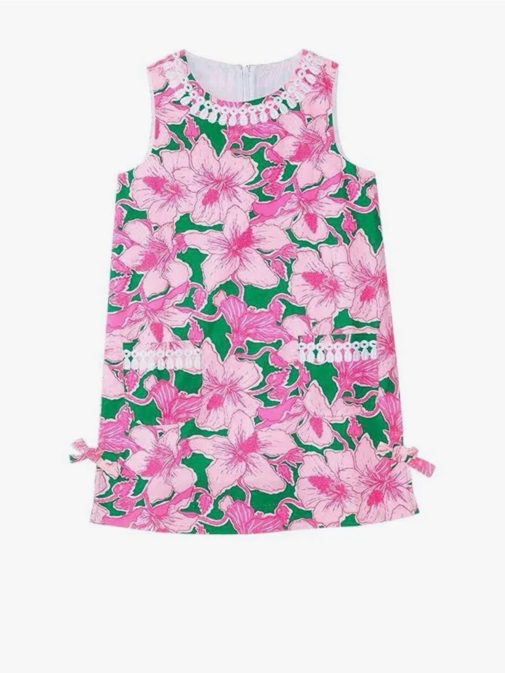 Girls Lily Pulitzer Sleeveless Dress Pink And Green Floral Orchids